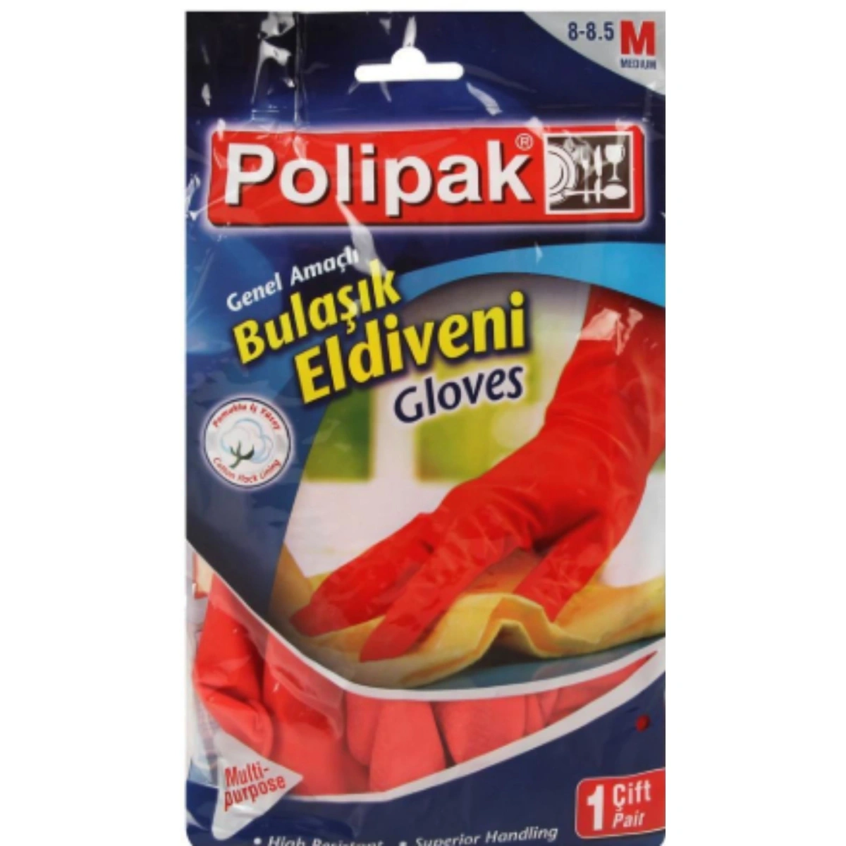 Polipak Bulaşık Eldiveni (Latex) Medium 8-8,5