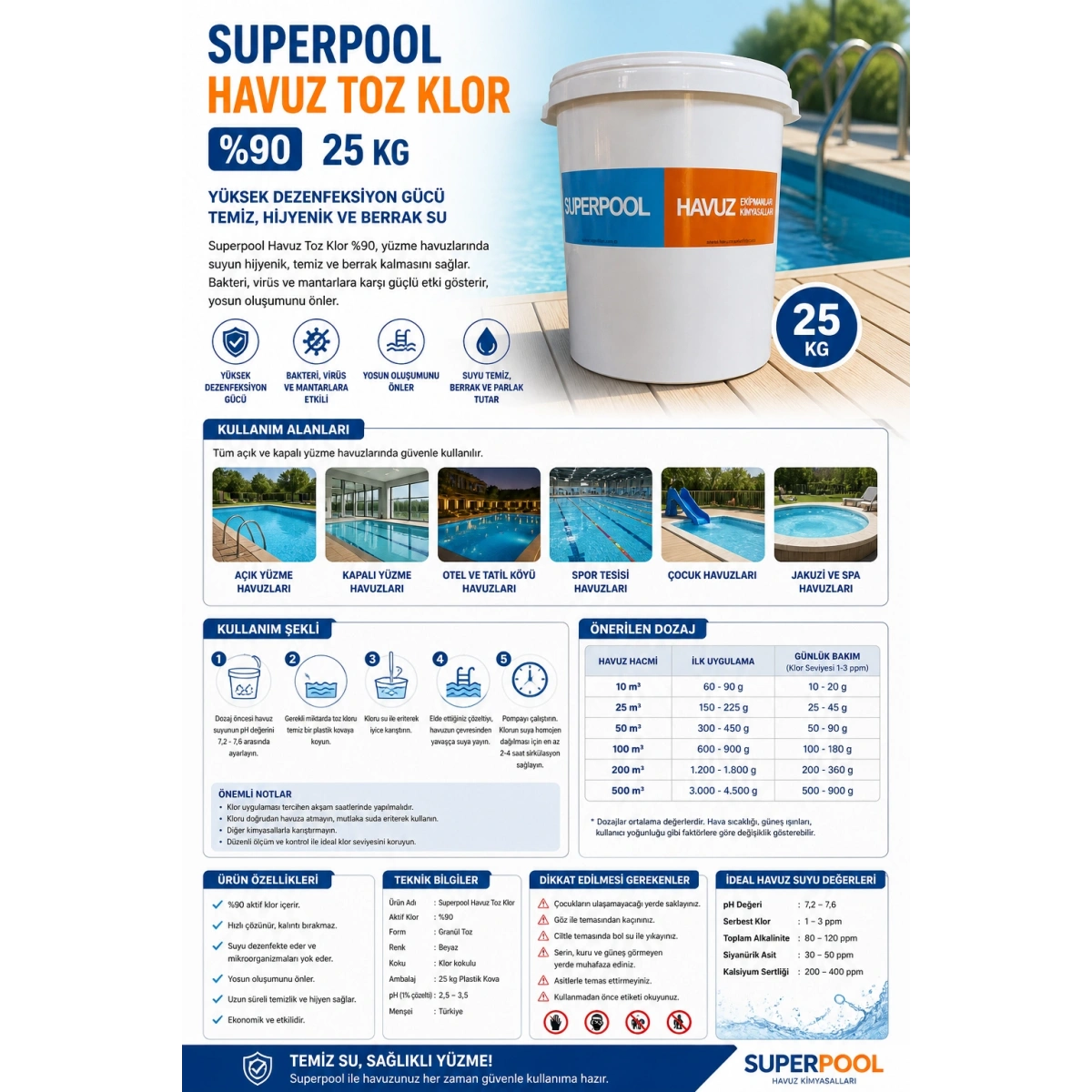 Superpool Havuz Toz Klor %90 25 Kg