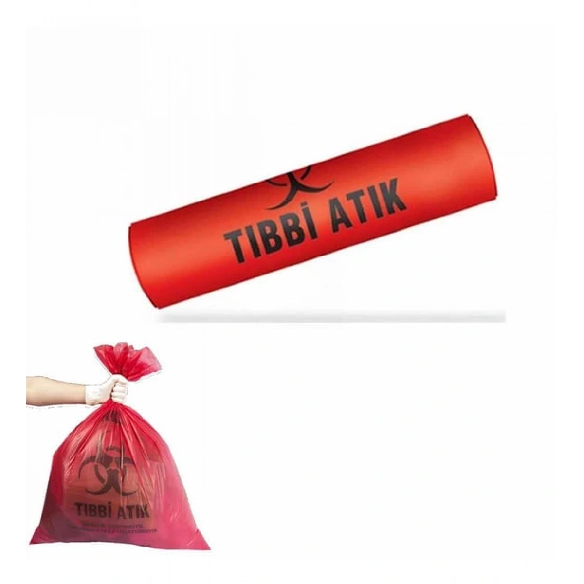 Tıbbi Atık Baskılı 65*80 Çöp Poşeti 300 Gr 20 Rulo