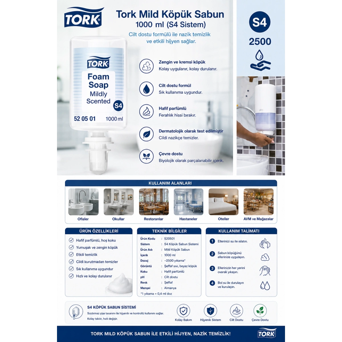 Tork (520501) Mild Köpük Sabun 1000 ml. 1 Adet