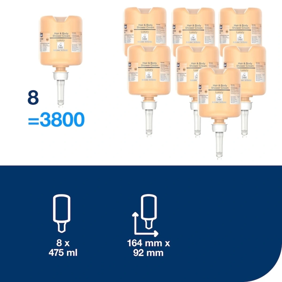 Tork 420662 Lüx Mini Vücut Sıvı Sabunu/Şampuanı 475 ml x 8 Paket