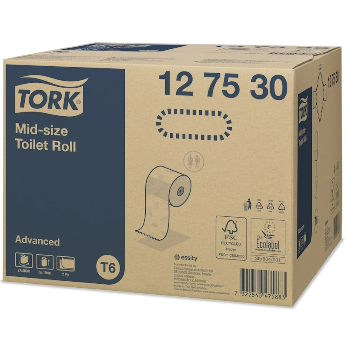 Tork 127530 Rulo Tuvalet Kağıdı 2 Katlı 27 Rulo x 100 Yaprak
