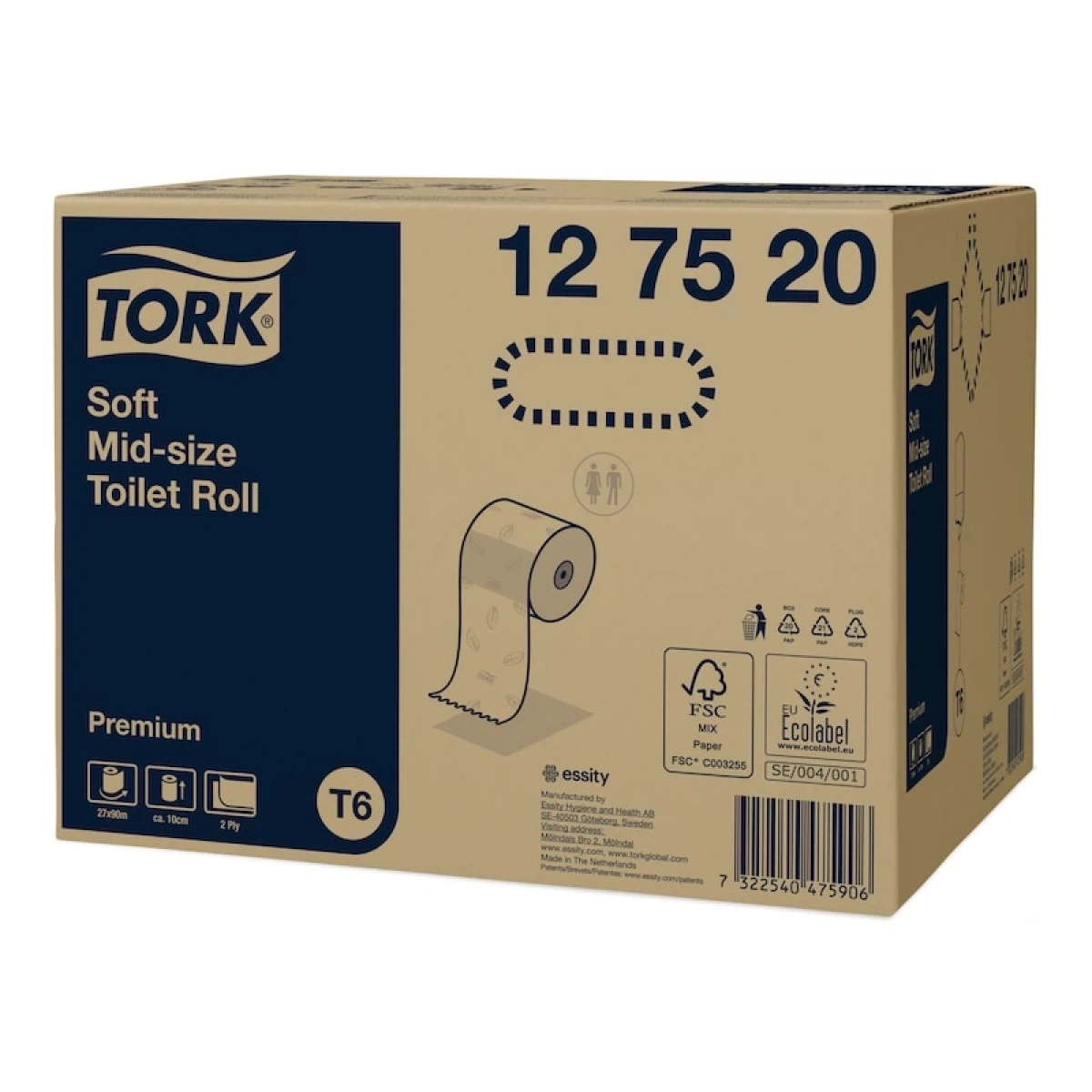 Tork 127520 Çift Katlı Premium Tuvalet Kağıdı 27 Rulo x 90 m