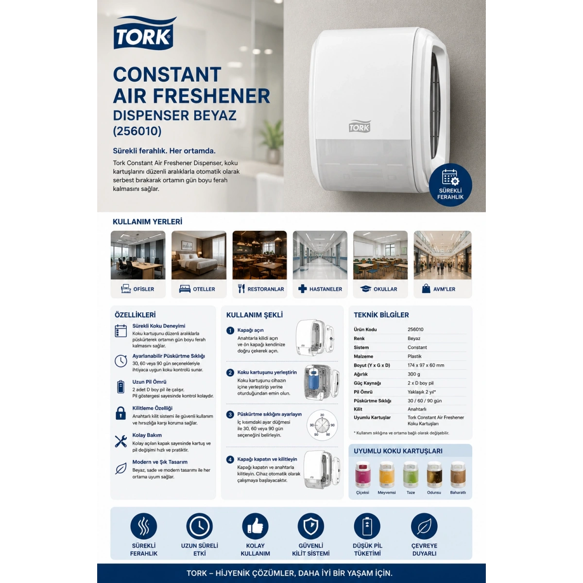 Tork Constant Air Freshener Dispenser Beyaz (256010)