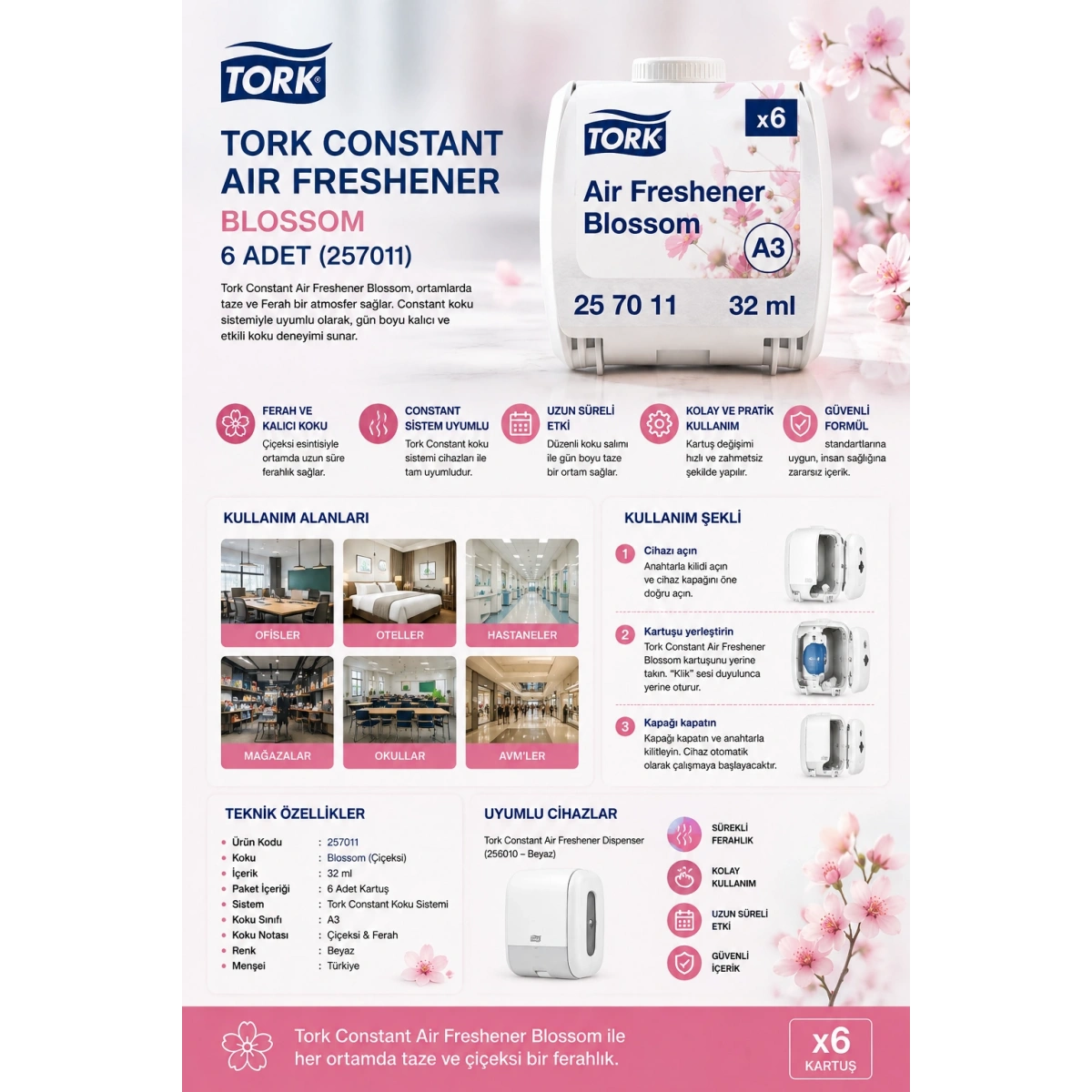 Tork Onstant Air Ffreshener Blossom 6 Adet (257011)