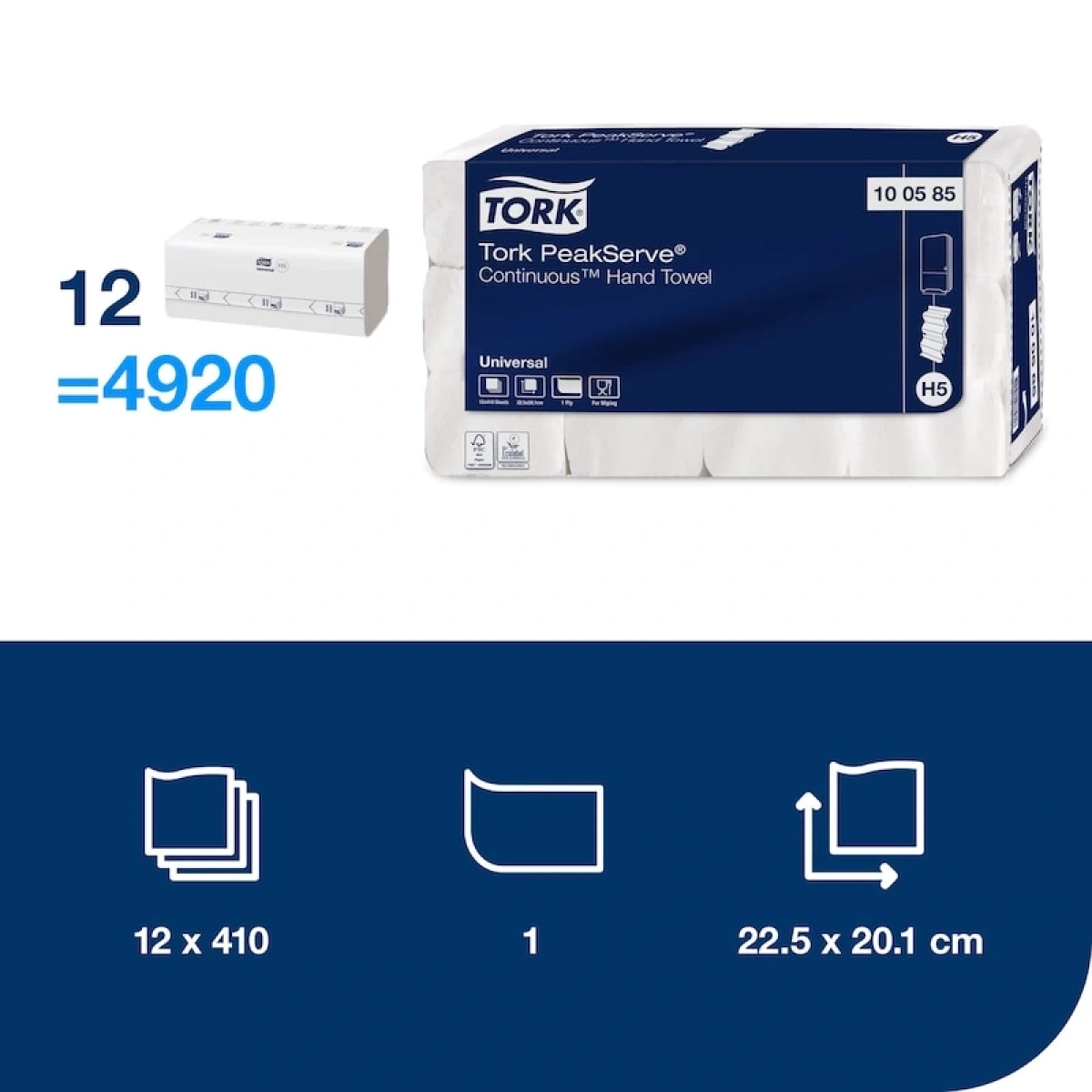 Tork 100585 Peakserve Havlu 12 Paket x 410 Yaprak