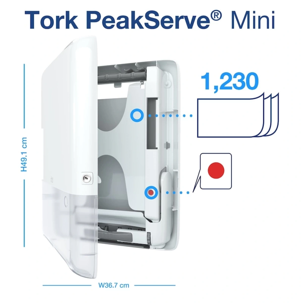 Tork 552550 Peakserve™ Mini Kağıt Havlu Dispanseri Beyaz