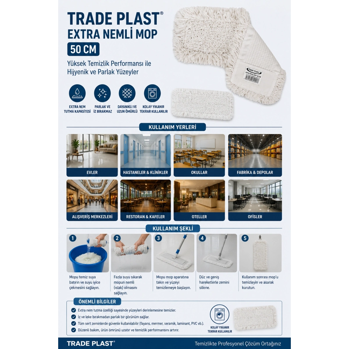 Trade Plast Extra Nemli Mop 50 cm