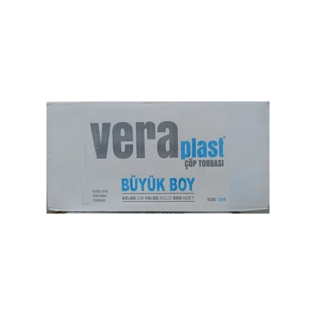 Vera Plast ÇPŞ-01-02 Büyük Boy Mavi Çöp Poşeti 10*50 Rulo, 65*80 cm, 500 Adet