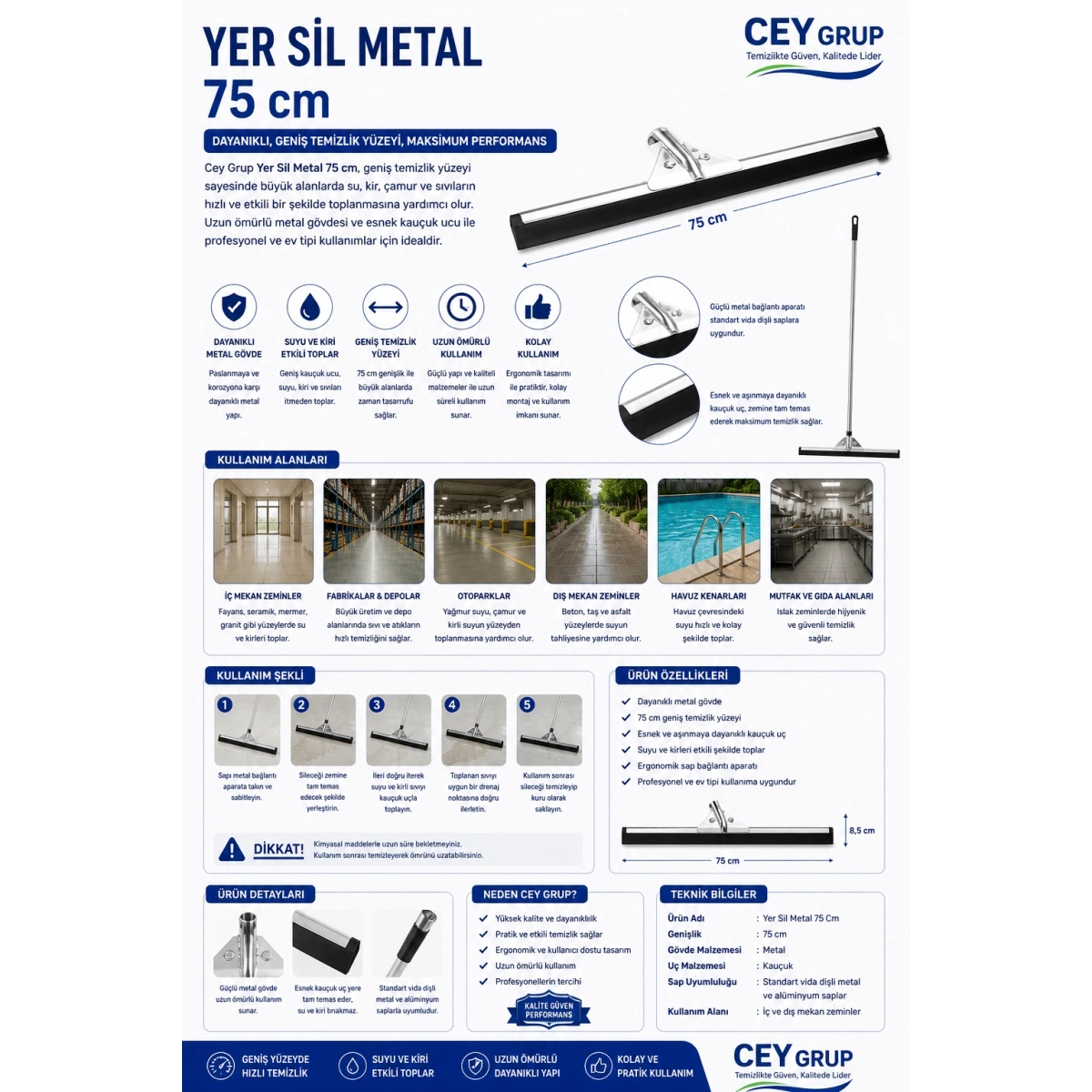 Yer Sil Metal 75 Cm
