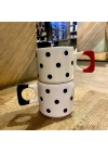 Mug Kupa  Kalp Desenli El Yapımı Seramik Kupa Mug Çay Kahve Fincanı