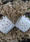 2li Kırmızı Minik Kalpler Çizimli El Yapımı Doğal Seramik Kalp Kupa Bardak / Mug - Çay&Kahve Fincanı