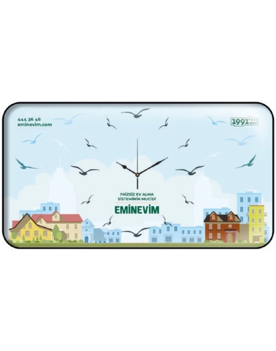 28X50 CM DİKDÖRTGEN CAM DUVAR SAATİ