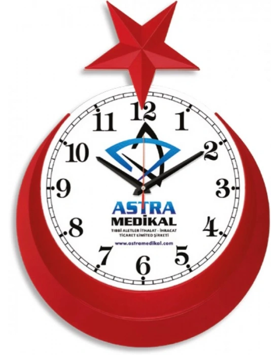 31X42,5 CM AY-YILDIZ PLASTİK DUVAR SAATİ