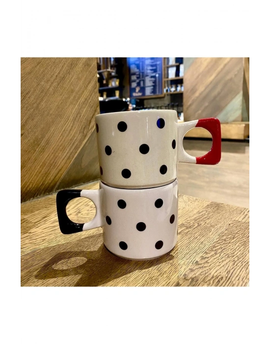 Mug Kupa  Kalp Desenli El Yapımı Seramik Kupa Mug Çay Kahve Fincanı