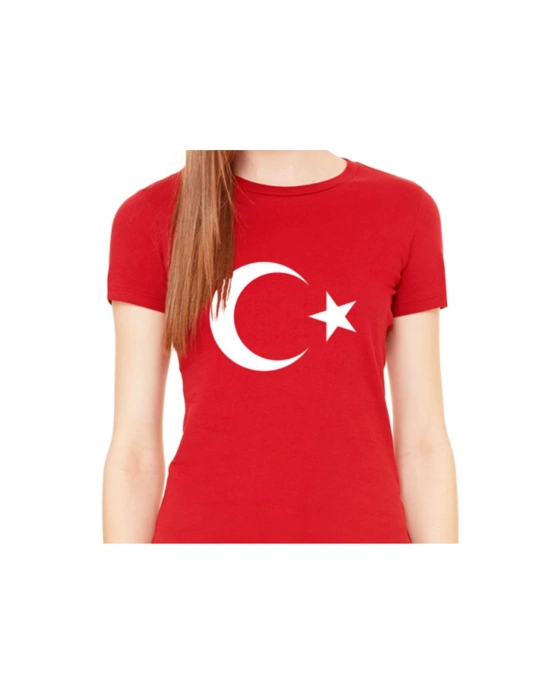 Ayyıldız Baskılı Beyaz Kısa Kollu Unisex T-Shirt
