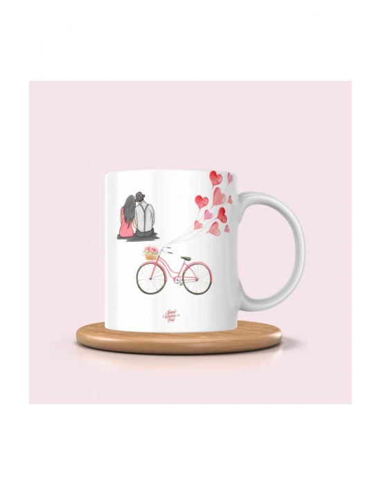 Beyaz Baskılı Kupa Bardak- Sevgili