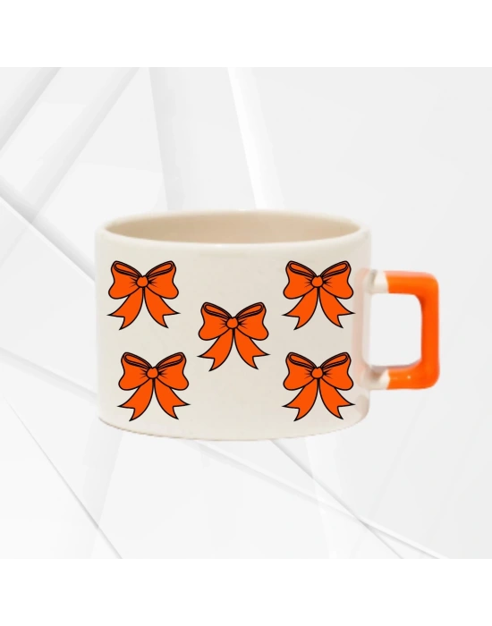 TURUNCU FİYONKLU TEMALI FİNCAN KUPA BARDAK