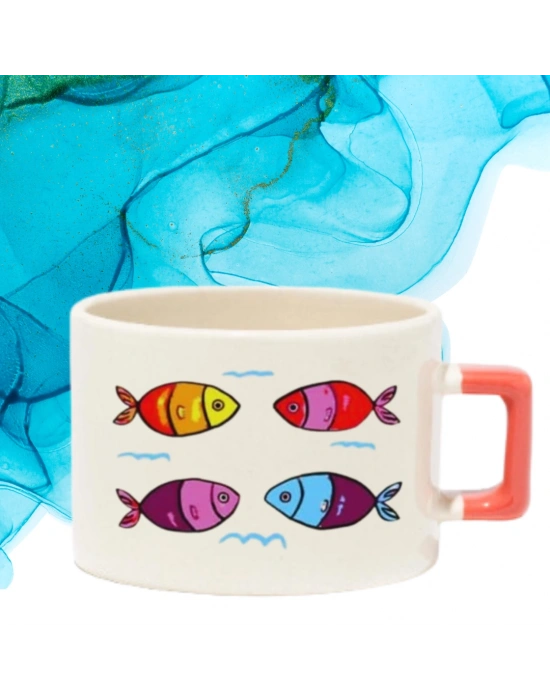 Balık Model Baskılı Nescafe Fincanı