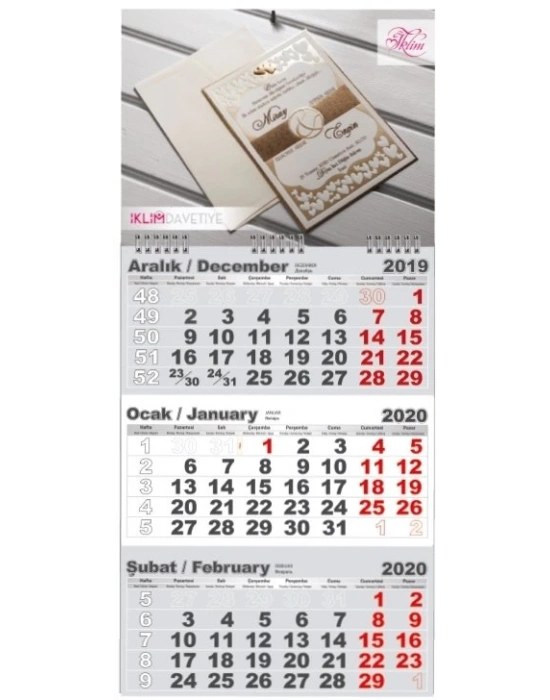 BİMA 31 X 67 CM GEMİCİ TAKVİMİ