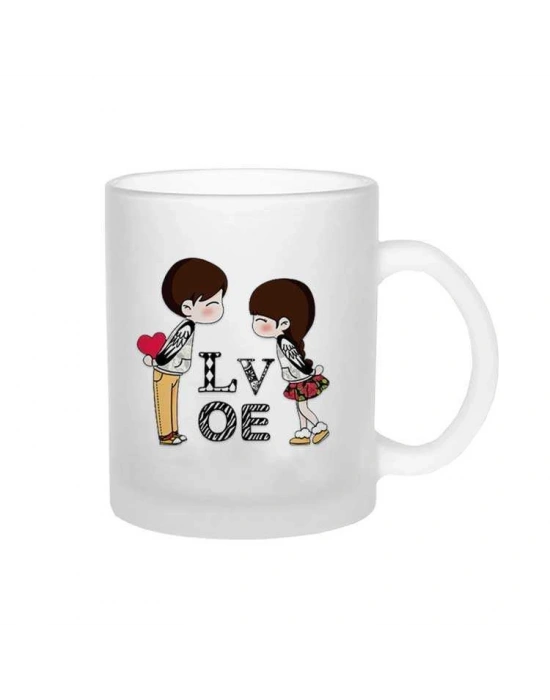 Buzlu Baskılı Cam Kupa Bardak