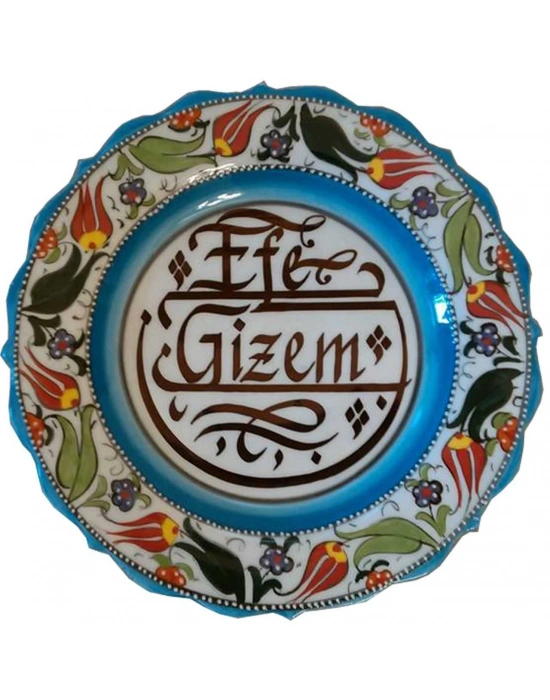 Çini  25CM MAVİ KALİGRAFİ TABAĞI