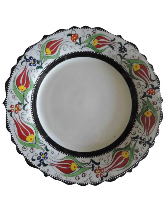 Çini  30 CM SİYAH KENARLI KALİGRAFİ TABAĞI