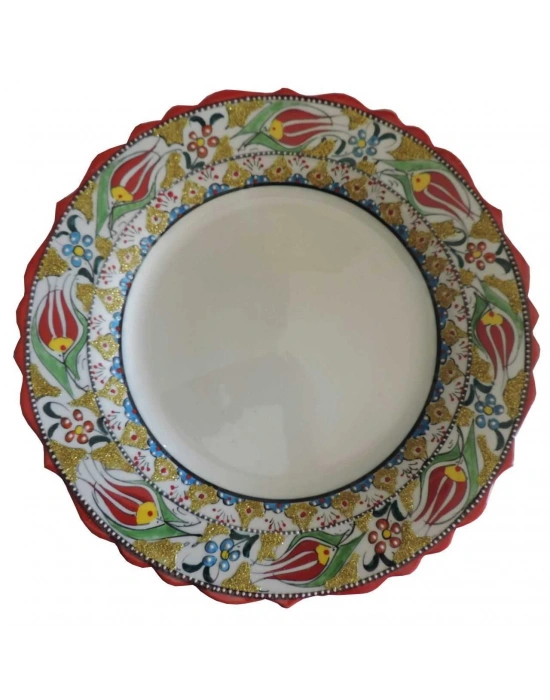 Çini  30 CM YALDIZLI KALİGRAFİ TABAĞI