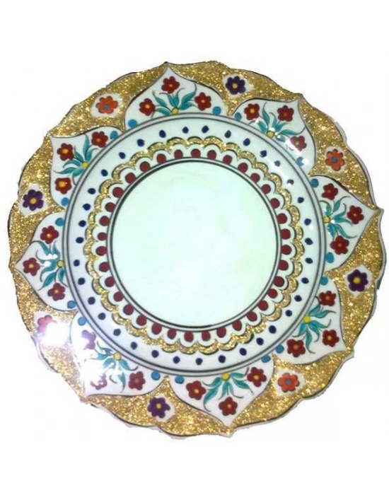 Çini  30cm Çini  Yaldızlı Fotoğraf Tabağı