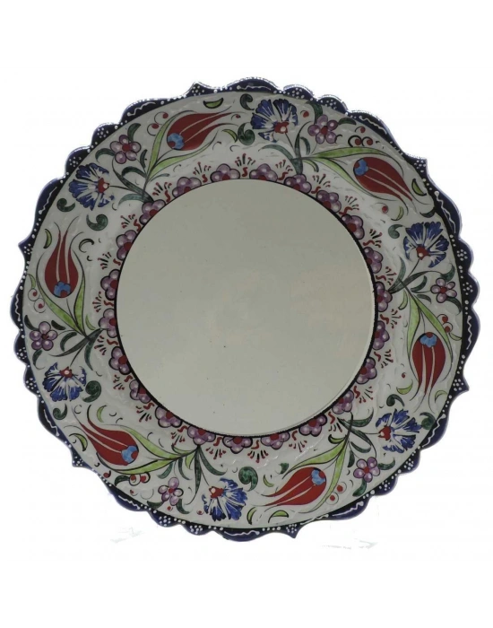 Çini Kenarı Lacivert Kaligrafi Tabağı