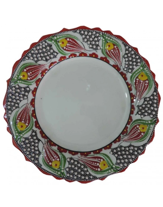 Çini  KIRMIZI KENARLI 30 CM KALİGRAFİ TABAĞI