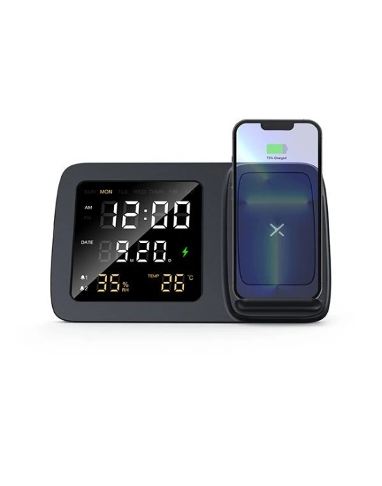 CLOCK DİJİTAL SAATLİ KABLOSUZ ŞARJ CİHAZI