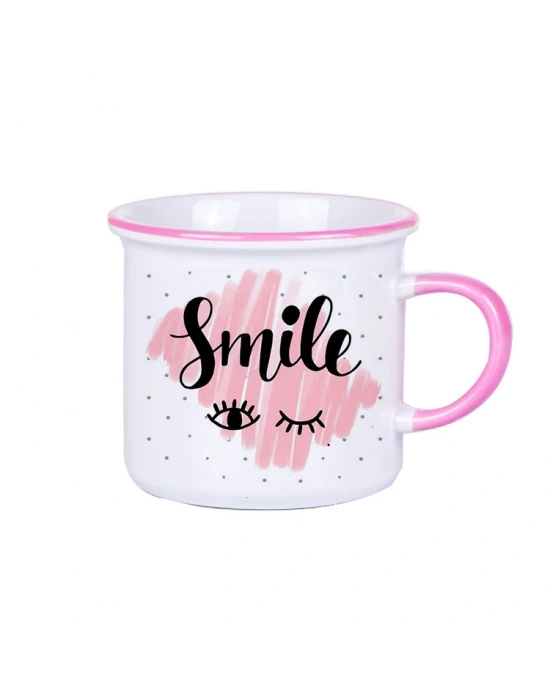 Firmanıza Özel Baskılı Pembe Porselen Kupa Bardak