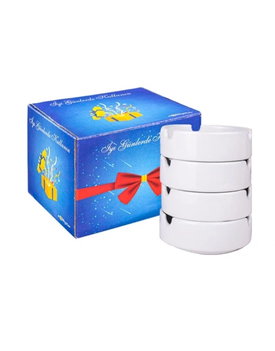 Toptan Baskılı Porselen Kül Tablası 4lü Paket