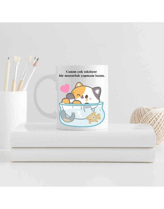 Kedi Temalı Baskılı Kupa