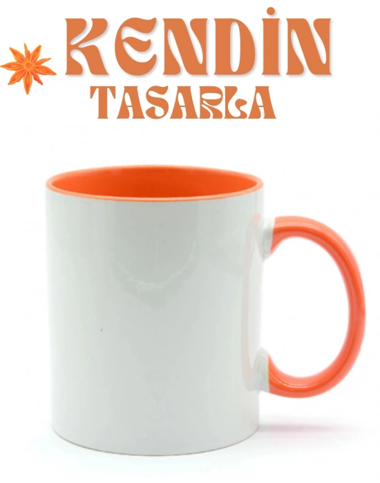 Kendin Tasarla İçi Ve Kulpu Renli Kupa Bardak