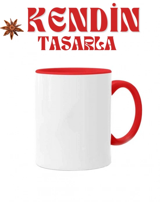 Kendin Tasarla İçi Ve Kulpu Renli Kupa Bardak