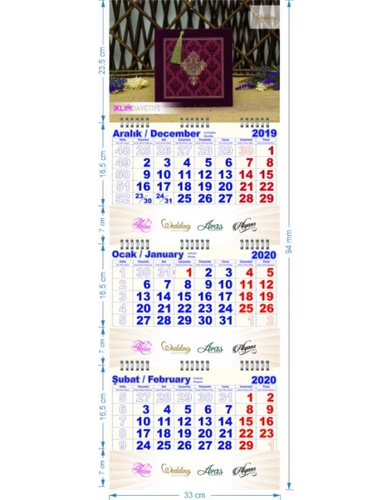 LAME 33 X 94 CM GEMİCİ TAKVİMİ