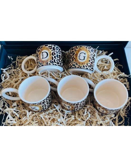 MugKupa LEOPAR DESENLİ, KİŞİYE ÖZEL D HARFLİ KUPA FİNCAN SEVGİLİLER GÜNÜ