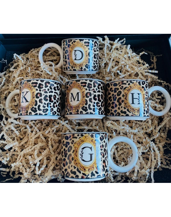 MugKupa LEOPAR DESENLİ, KİŞİYE ÖZEL D HARFLİ KUPA FİNCAN SEVGİLİLER GÜNÜ