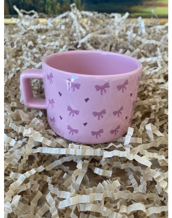 MugKupa Doğum Günü Hediye Fiyonklu Özel Günler Pembe Fincan