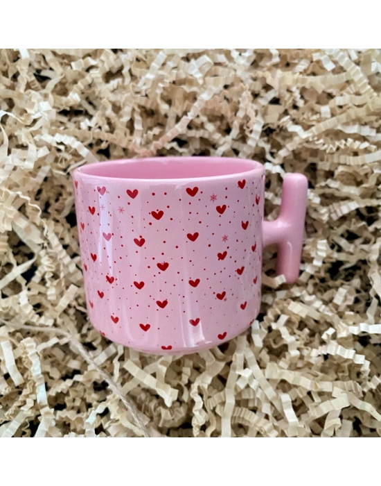 MugKupa Doğum Günü Hediye Kalpli Özel Günler Pembe Fincan