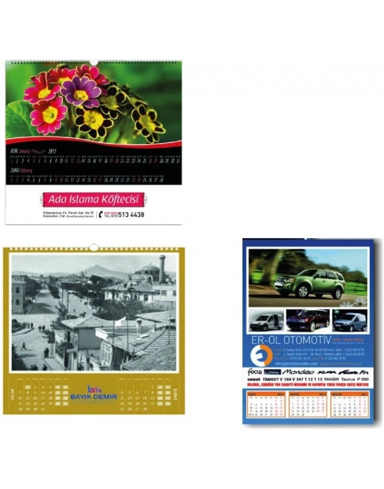 ÖZEL TASARIM  DUVAR TAKVİMİ FARKLI EBAT VE YAPRAK SEÇENEKLERİ