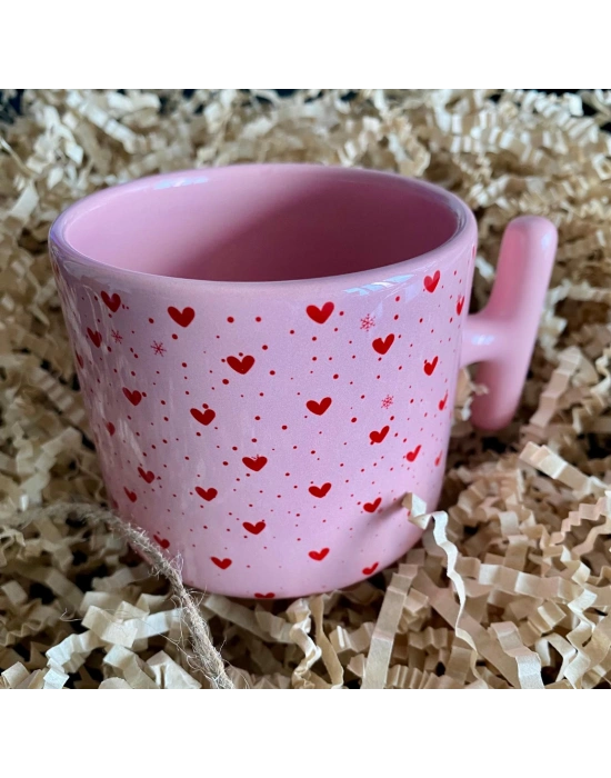 Sevgililer Gününe Özel Kalpli Yıldızlı Baskılı Kupa Bardak