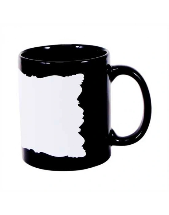 Toptan Baskılı Dekoratif Alanlı Siyah Kupa