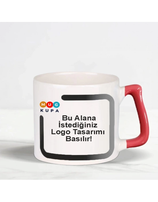 Toptan Baskılı Kırmızı N Kulplu Fincan Bardak
