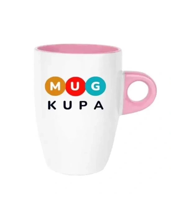 Toptan Baskılı Kupa Bardak Porselen Pembe Latte