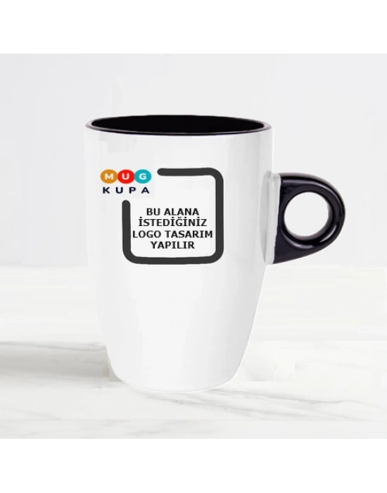 Toptan Baskılı Kupa Bardak Porselen Siyah Latte