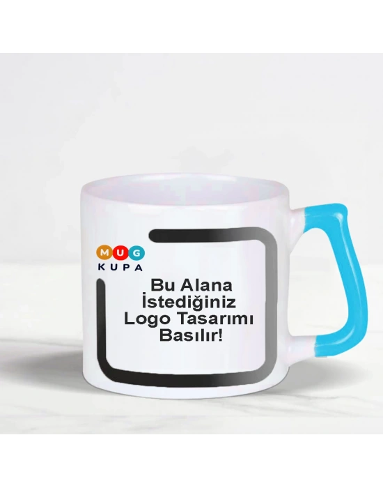 Toptan Baskılı Mavi N Kulplu Fincan Bardak