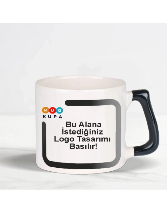 Toptan Baskılı Siyah N Kulplu Fincan Bardak